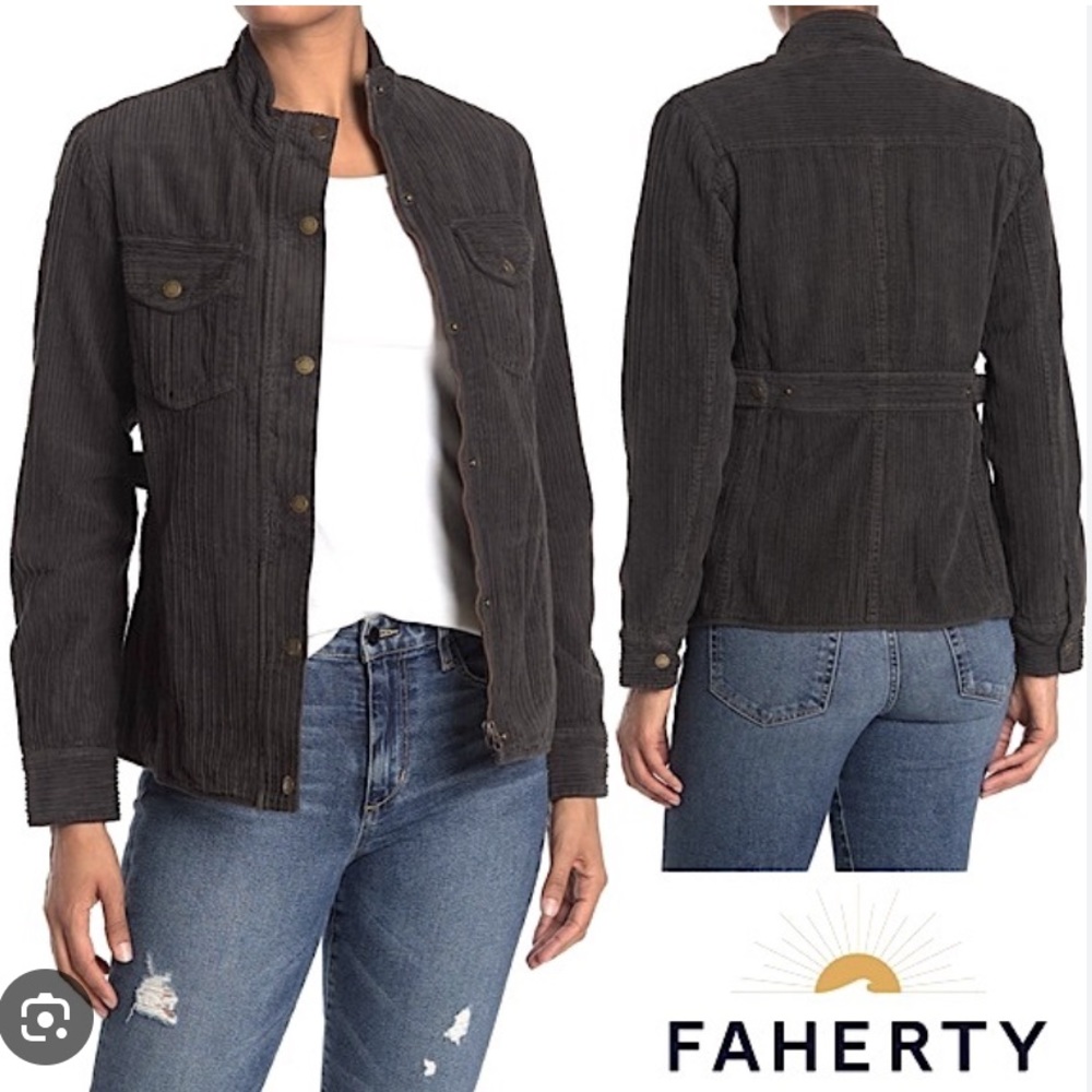 Faherty women’s size L utility corduroy cotton jacket lightly used